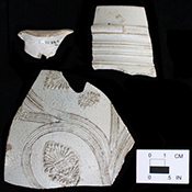 Image of several sherds from the Walter Powell Plantation Site (7S-K-144B) in Sussex Co., Delaware.